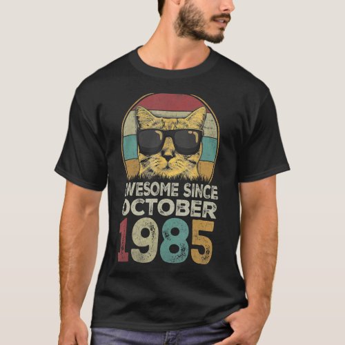 Awesome Since October 1985 37th Birthday  Cat T_Shirt