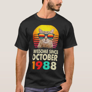 Awesome Since October 1988 34th Birthday Gift Cat T-Shirt