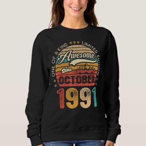 Awesome Since October 1991 31 Years Old 31st Birth Sweatshirt