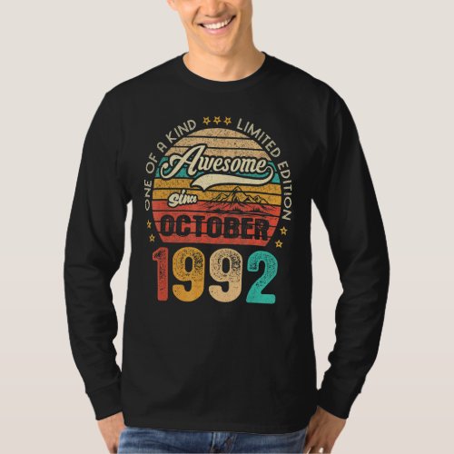 Awesome Since October 1992 30 Years Old 30th Birth T_Shirt