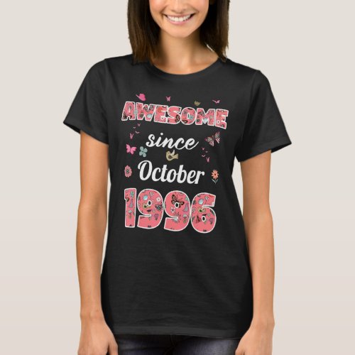 Awesome since October 1996 flowers 1996 October Bi T_Shirt