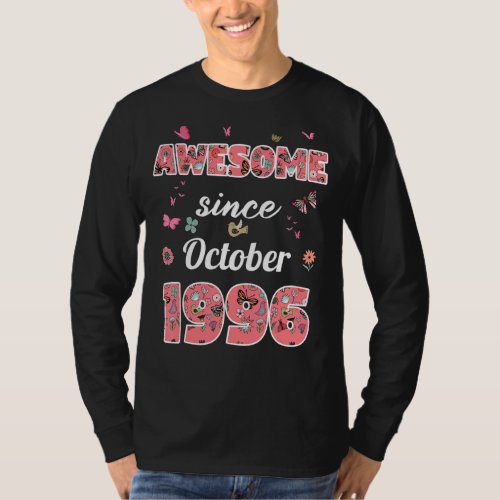 Awesome since October 1996 flowers 1996 October Bi T_Shirt