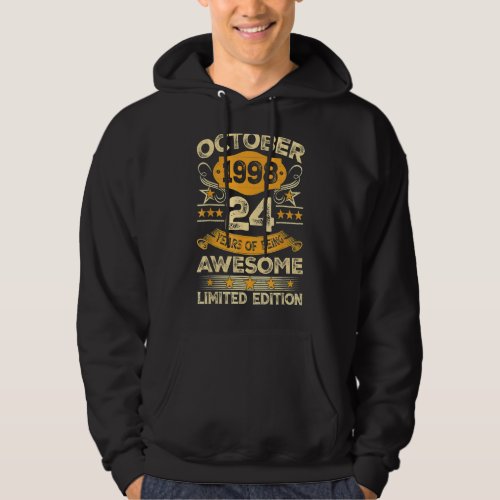 Awesome Since October 1998 24 Years Old 24th Birth Hoodie