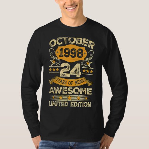 Awesome Since October 1998 24 Years Old 24th Birth T_Shirt