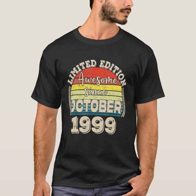 Awesome Since October 1999 Born in October Dad Mom T-Shirt (Front)