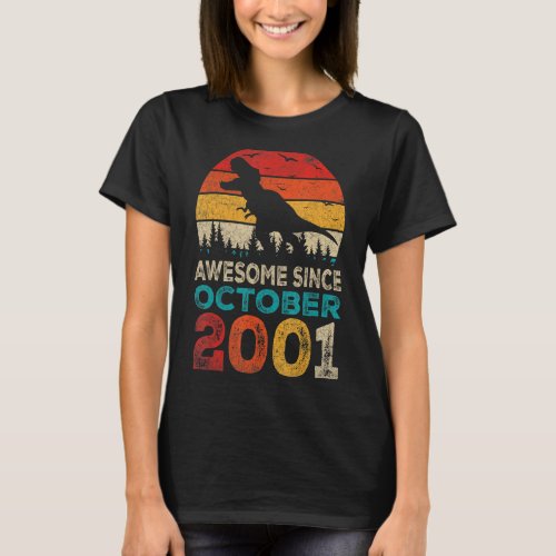Awesome Since October 2001 21st Birthday Boy Dinos T_Shirt