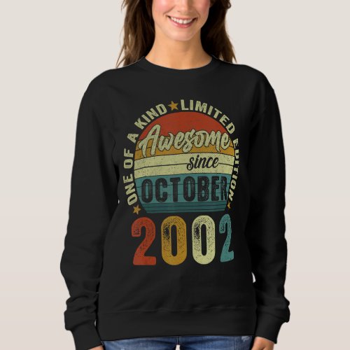 Awesome Since October 2002 20 Years Old 20th Birth Sweatshirt