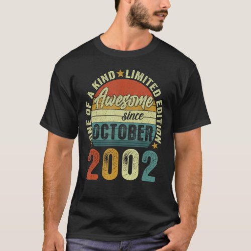 Awesome Since October 2002 20 Years Old 20th Birth T_Shirt