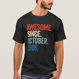 Awesome Since October 2008 14th Birthday  14 Years T-Shirt