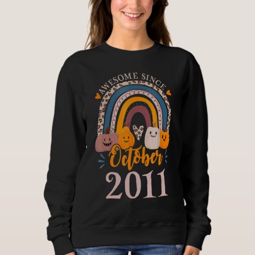 Awesome Since October 2011 11th Birthday Halloween Sweatshirt