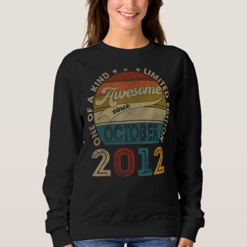 Awesome Since October 2012 10 Years Old 10th Birth Sweatshirt