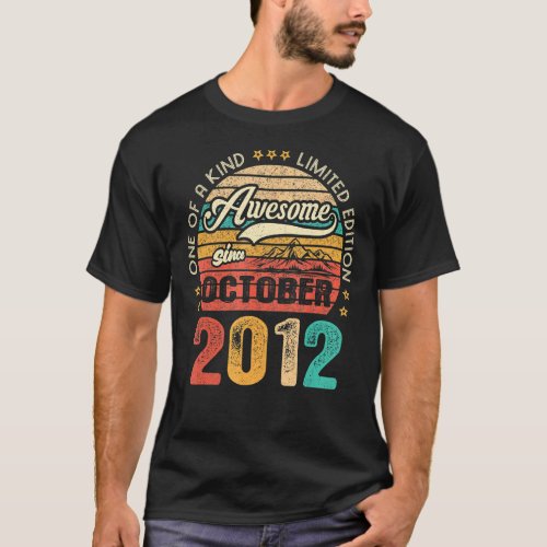 Awesome Since October 2012 10 Years Old 10th Birth T_Shirt