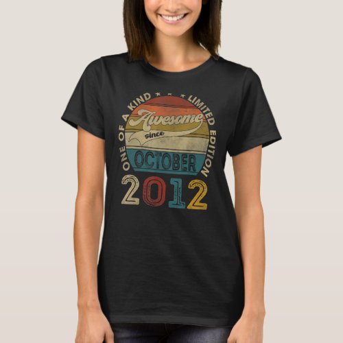 Awesome Since October 2012 10 Years Old 10th Birth T_Shirt