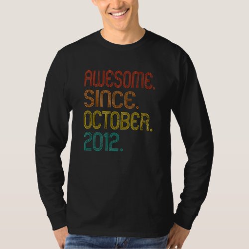 Awesome Since October 2012 Retro 10 Years Old 10th T_Shirt