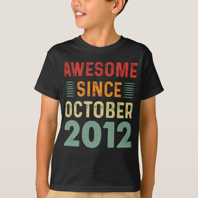 Awesome Since October 2012 Vintage Birthday T-Shirt (Front)