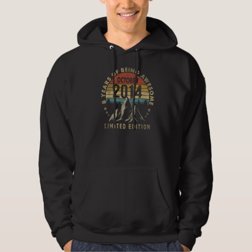 Awesome Since October 2014 8 Years Old 8th Birthda Hoodie