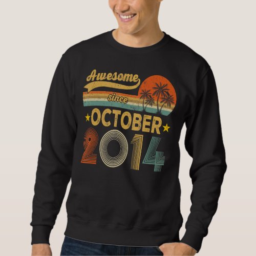 Awesome Since October 2014 8 Years Old 8th Birthda Sweatshirt