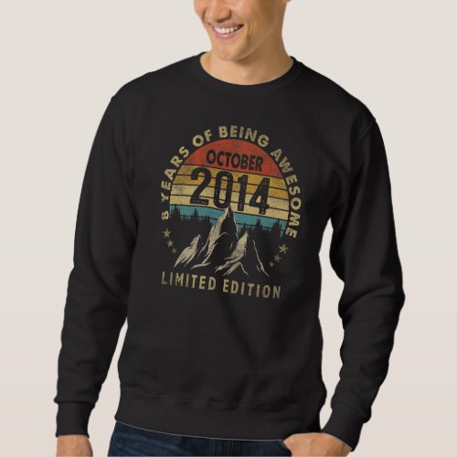 Awesome Since October 2014 8 Years Old 8th Birthda Sweatshirt