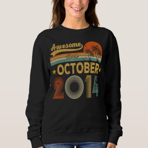 Awesome Since October 2014 8 Years Old 8th Birthda Sweatshirt