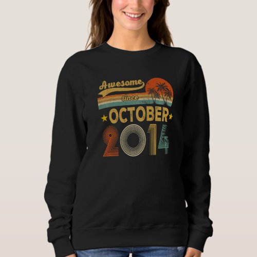 Awesome Since October 2014 8 Years Old 8th Birthda Sweatshirt