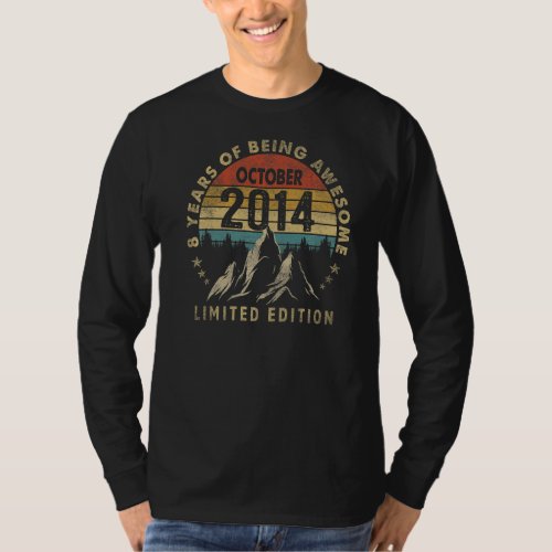 Awesome Since October 2014 8 Years Old 8th Birthda T_Shirt