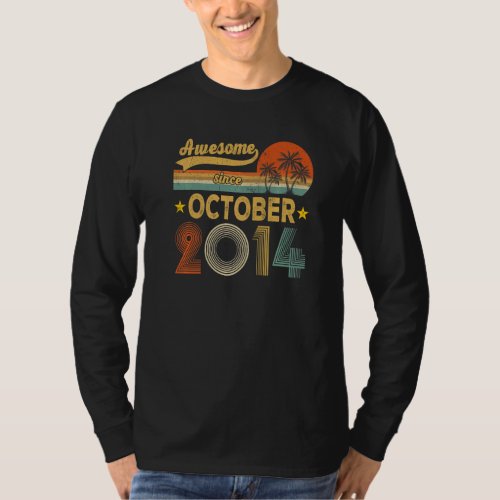 Awesome Since October 2014 8 Years Old 8th Birthda T_Shirt