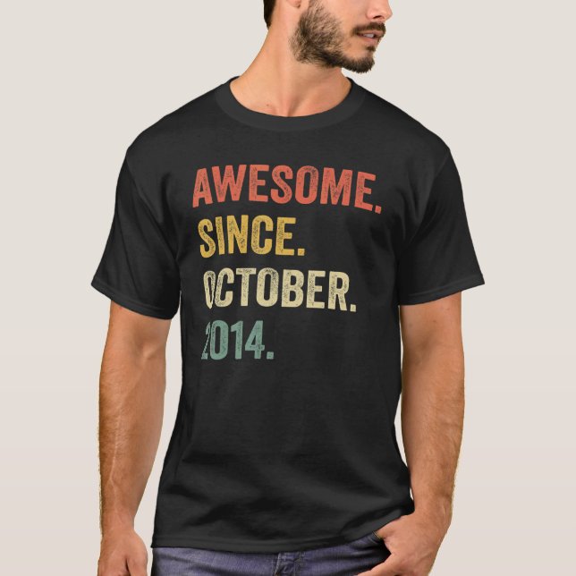 Awesome Since October 2014 8th Birthday  8 Years O T-Shirt (Front)