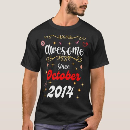 Awesome Since October 2014 Birthday Flowers  Butt T_Shirt