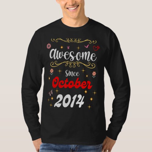 Awesome Since October 2014 Birthday Flowers  Butt T_Shirt