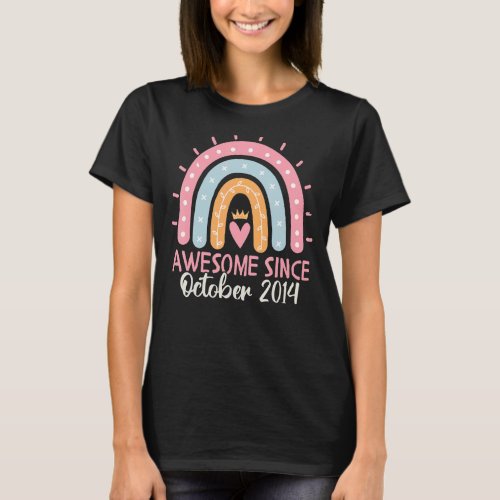 Awesome Since October 2014 Cute Rainbow 8 Year old T_Shirt