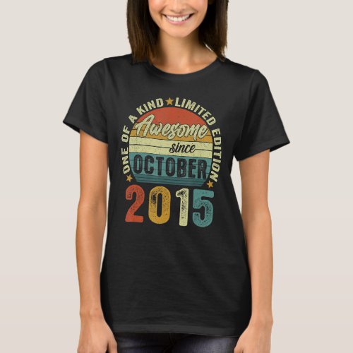 Awesome Since October 2015 7 Years Old 7th Birthda T_Shirt