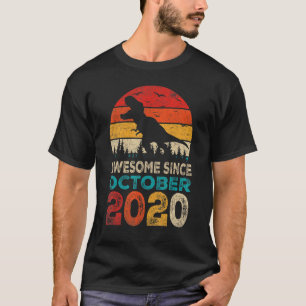 Awesome Since October 2020 2nd Birthday Boy Dinosa T-Shirt