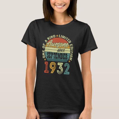 Awesome Since September 1932 90 Years Old 90th Bir T_Shirt
