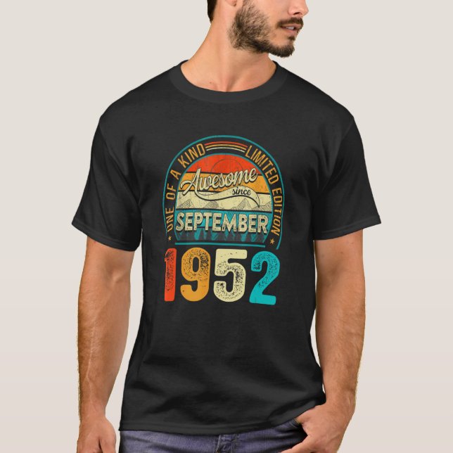Awesome Since September 1952 70th Birthday 70 Year T-Shirt (Front)