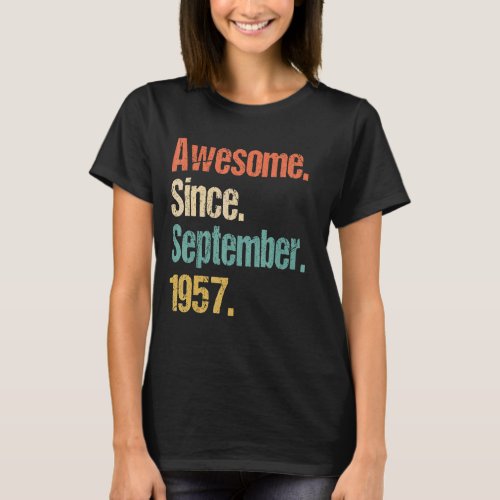 Awesome Since September 1957 65th Birthday Vintage T_Shirt