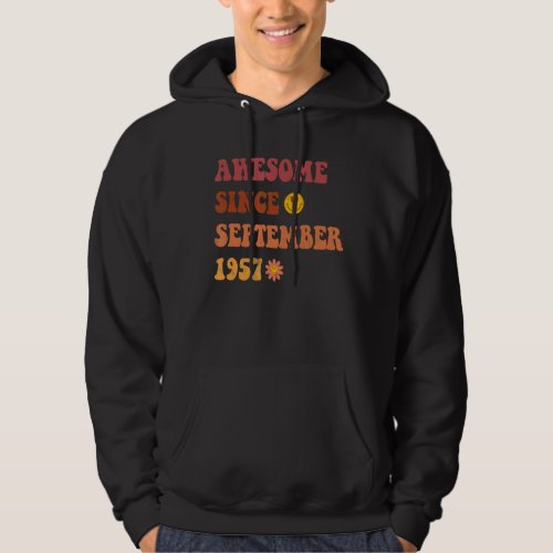 Awesome Since September 1957 Retro Groovy 65 Year  Hoodie