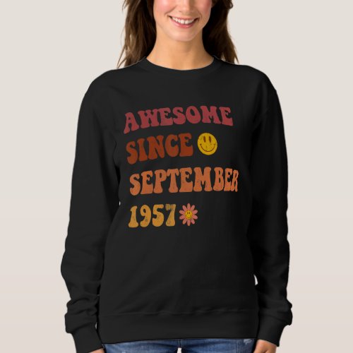 Awesome Since September 1957 Retro Groovy 65 Year  Sweatshirt