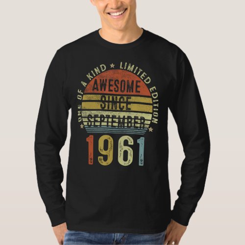 Awesome Since September 1961 61 Years Old 61st Bir T_Shirt