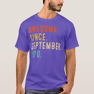 Awesome Since September 1970 Vintage 52nd Birthday T-Shirt