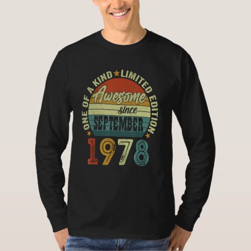 Awesome Since September 1978 44 Years Old 44th Bir T_Shirt