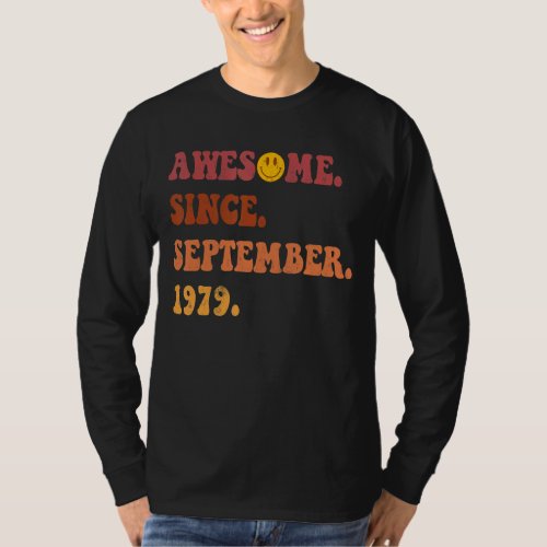 Awesome Since September 1979 Retro Groovy 43 Year  T_Shirt