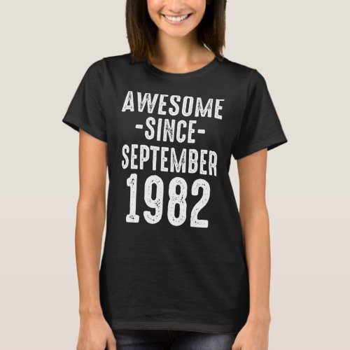 Awesome Since September 1982 Husband Wife 40th Bir T_Shirt