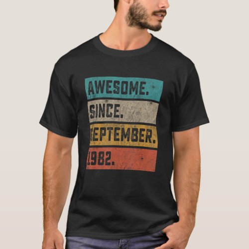 Awesome Since September 1982 Vintage 40th Birthday T_Shirt