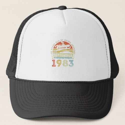 Awesome Since September 1983 Vintage Gift Men 40th Trucker Hat