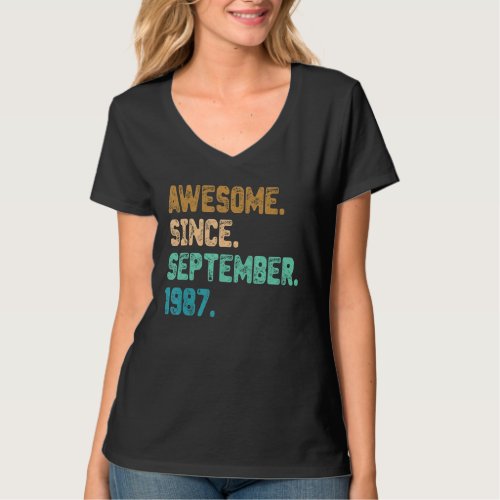 Awesome Since September 1987 Vintage 35th Birthday T_Shirt