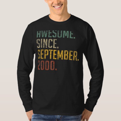 Awesome Since September 2000 22nd Birthday 22 Year T_Shirt