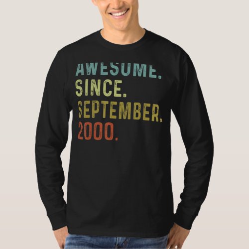 Awesome Since September 2000 22nd Birthday 22 Year T_Shirt