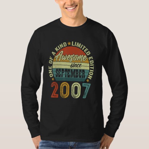 Awesome Since September 2007 15 Years Old 15th Bir T_Shirt