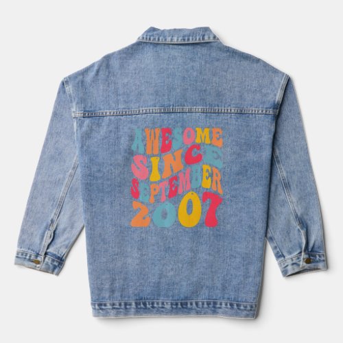 Awesome Since September 2007 15 Years Retro 15th B Denim Jacket