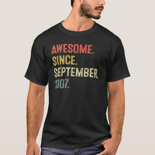Awesome Since September 2007 15th Birthday  15 Yea T_Shirt